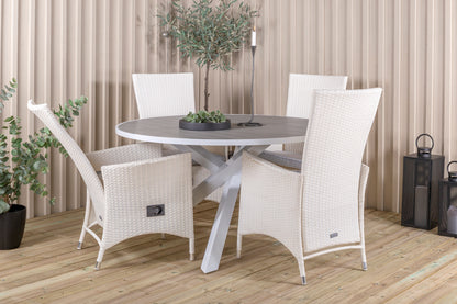 Parma & Padova Spisebord ⌀140 + Reclinerstole Hvid