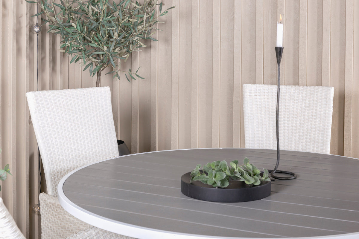 Parma & Padova Spisebord ⌀140 + Reclinerstole Hvid