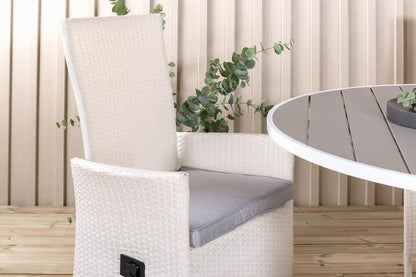 Parma & Padova Spisebord ⌀140 + Reclinerstole Hvid