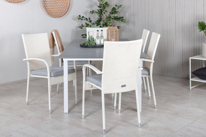 Levels & Anna Spisebord 160x100x75 + Spisestole Hvid