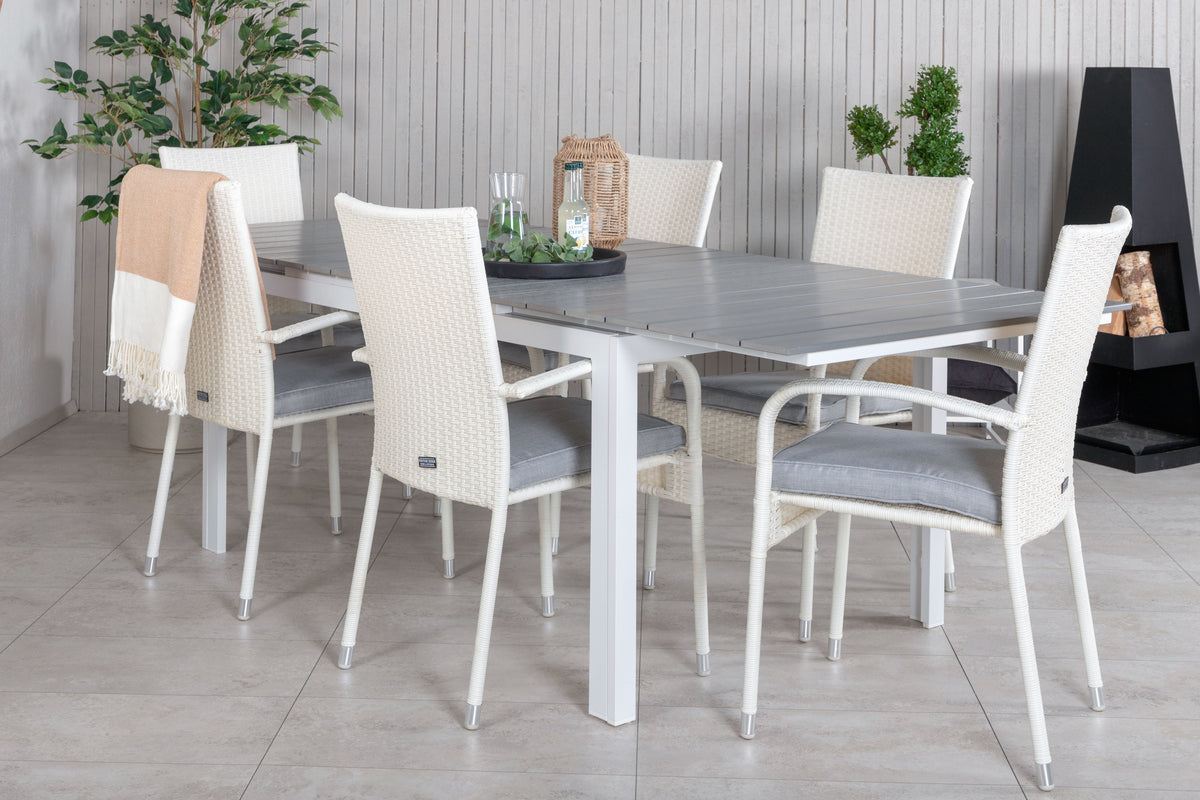 Levels & Anna Spisebord 160x100x75 + Spisestole Hvid