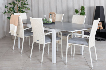 Levels & Anna Spisebord 160x100x75 + Spisestole Hvid