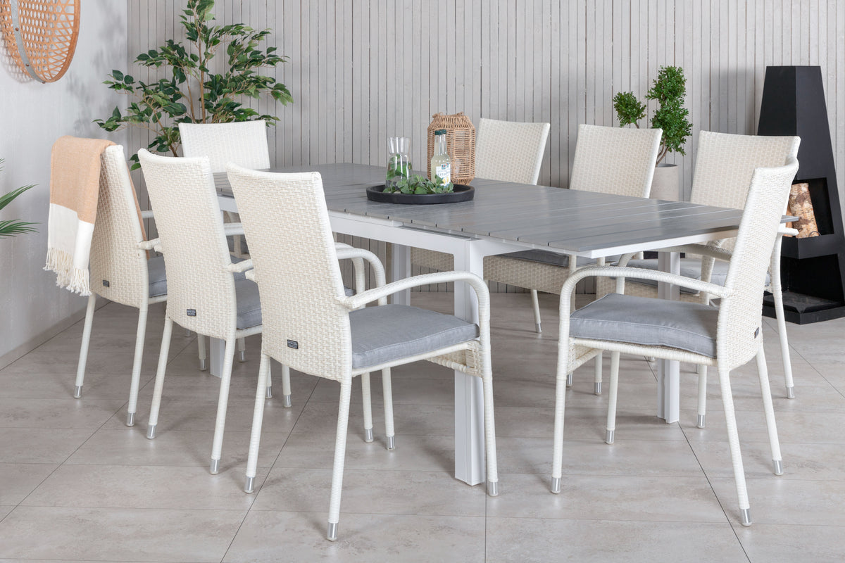 Levels & Anna Spisebord 160x100x75 + Spisestole Hvid