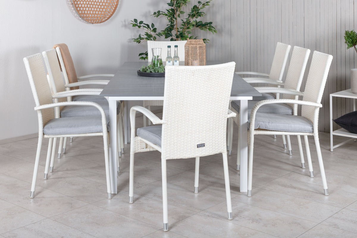 Levels & Anna Spisebord 160x100x75 + Spisestole Hvid