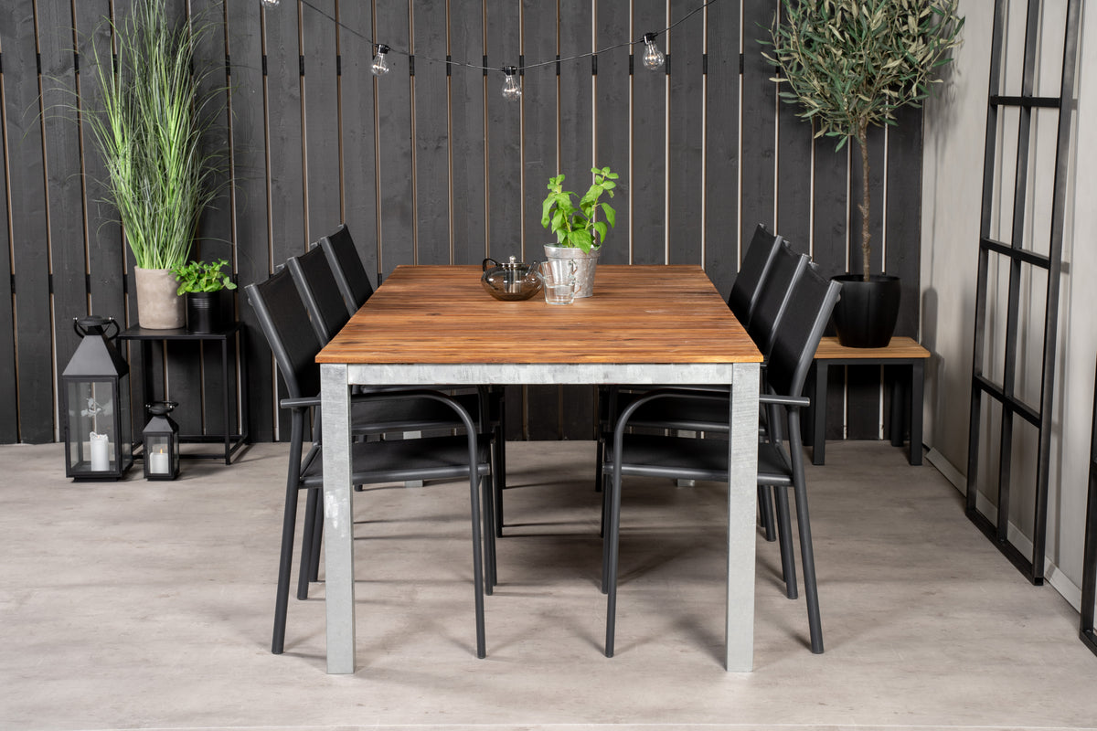 Santorini & Zenia Spisebordsstole Sort + Spisebord 201 x 100