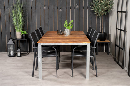 Santorini & Zenia Spisebordsstole Sort + Spisebord 201 x 100