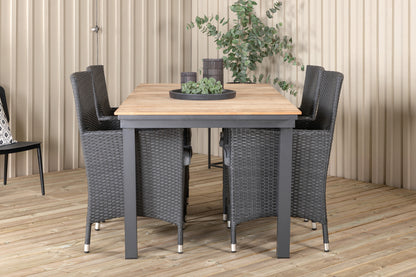 Mexico & Malin Spisebord 90x180/240 + Spisestole Sort