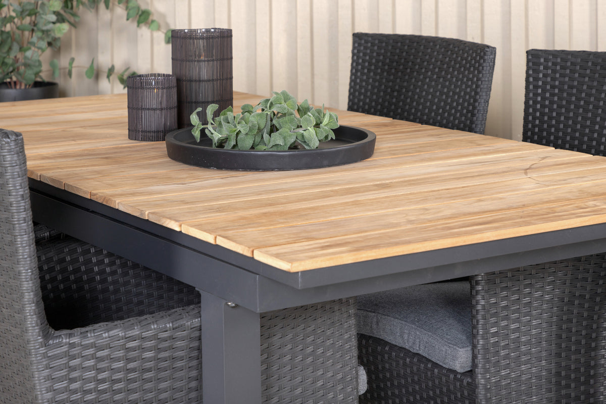 Mexico & Malin Spisebord 90x180/240 + Spisestole Sort