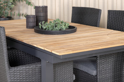 Mexico & Malin Spisebord 90x180/240 + Spisestole Sort