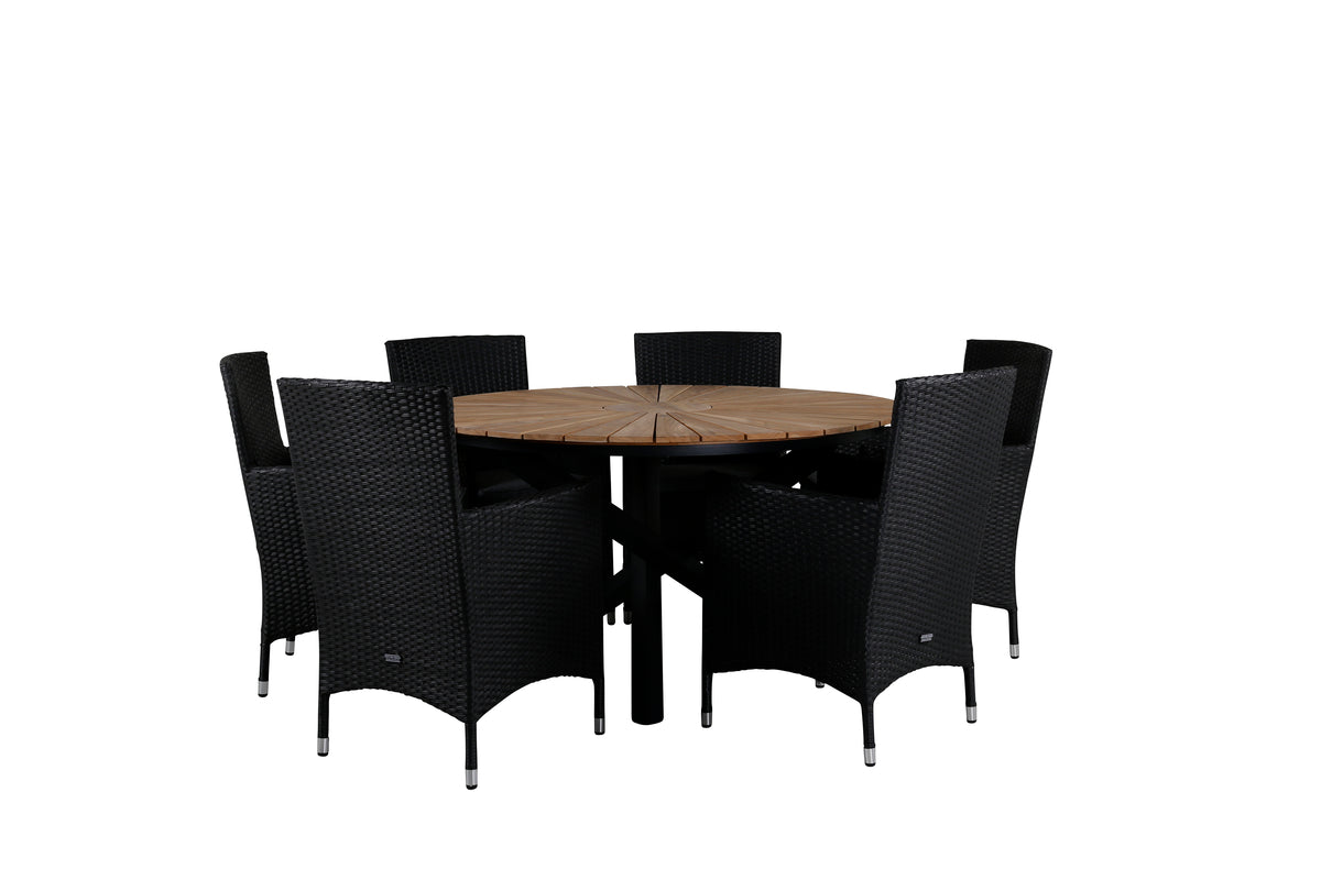 Mexico & Malin Rundt Spisebord ø140 Sort + Spisestole Sort