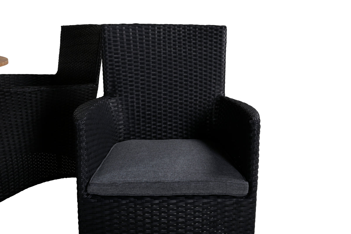 Mexico & Malin Rundt Spisebord ø140 Sort + Spisestole Sort