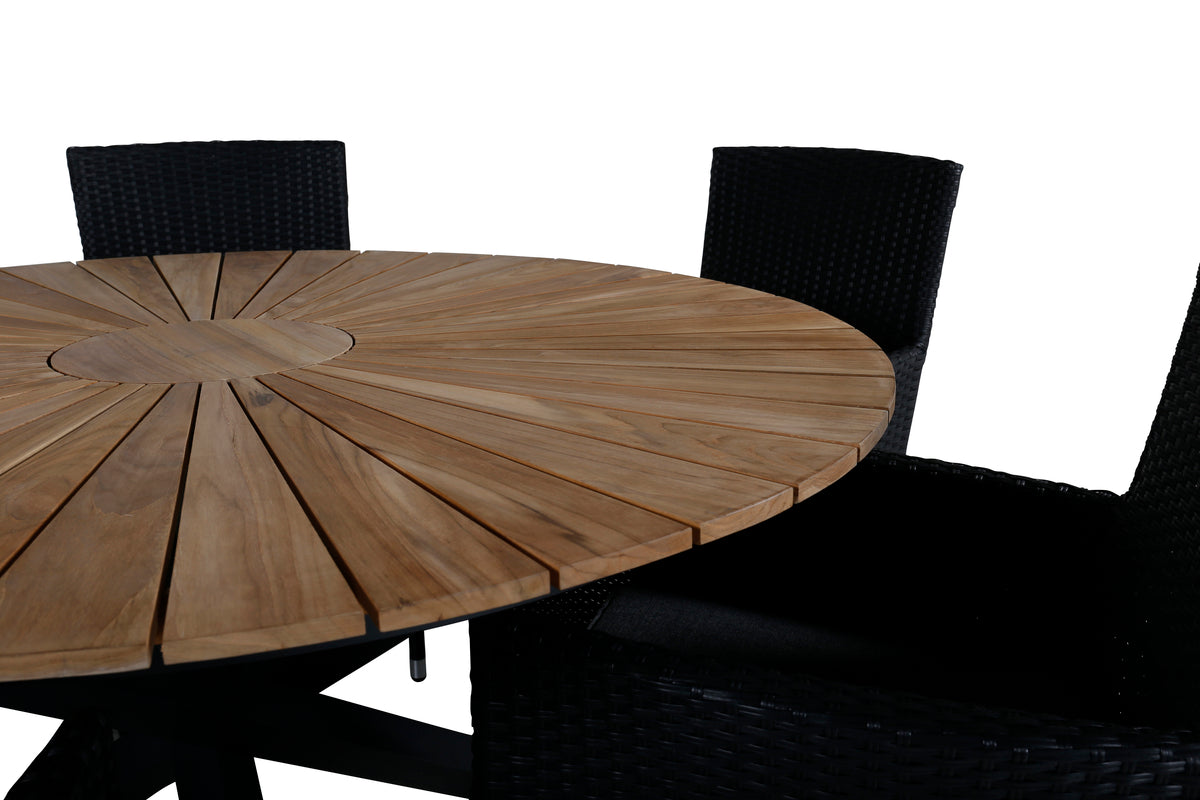 Mexico & Malin Rundt Spisebord ø140 Sort + Spisestole Sort