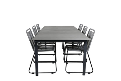 Levels & Lindos Spisebord 229x100x75 + Spisestole Grå