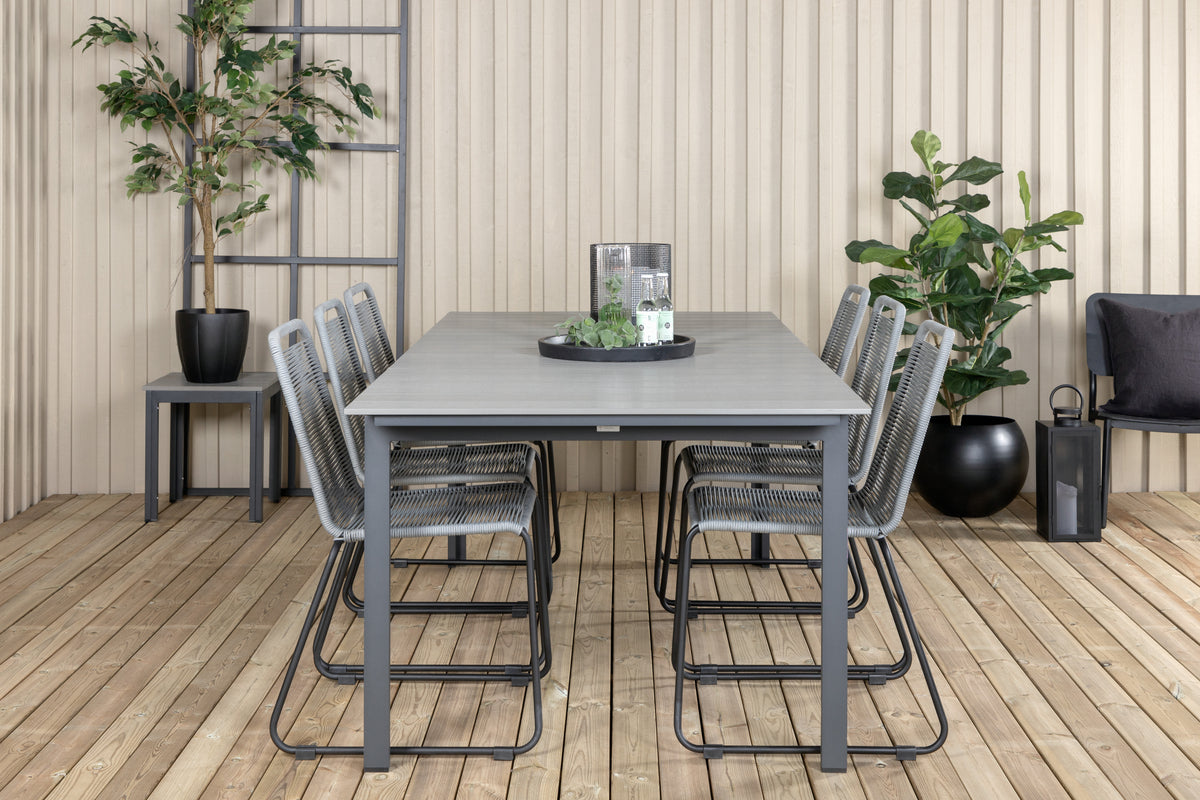 Levels & Lindos Spisebord 229x100x75 + Spisestole Grå