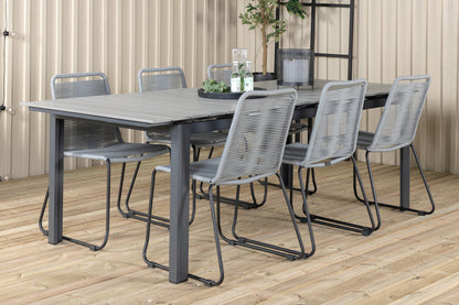 Levels & Lindos Spisebord 229x100x75 + Spisestole Grå