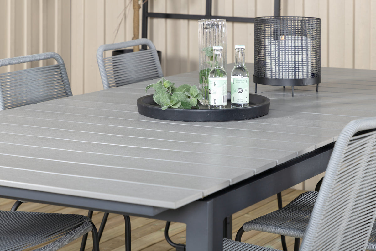 Levels & Lindos Spisebord 229x100x75 + Spisestole Grå