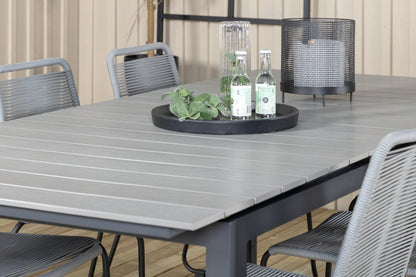 Levels & Lindos Spisebord 229x100x75 + Spisestole Grå