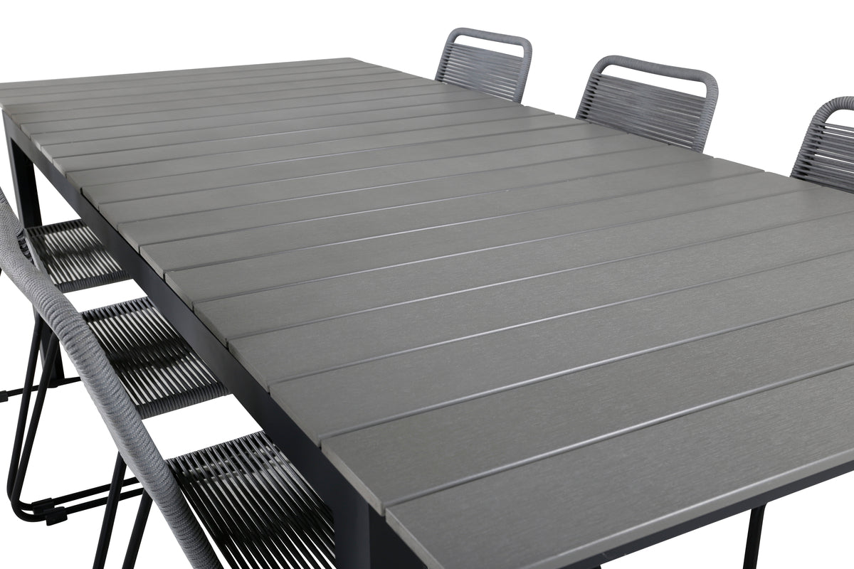 Levels & Lindos Spisebord 229x100x75 + Spisestole Grå