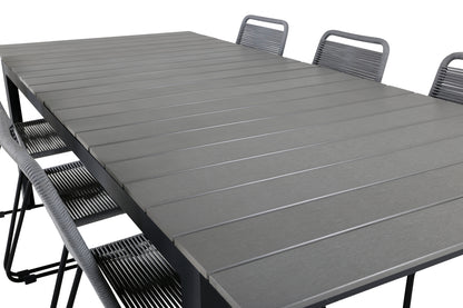 Levels & Lindos Spisebord 229x100x75 + Spisestole Grå