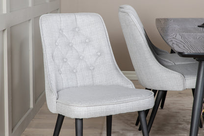 Rektangulært spisebord 180 x 85 Sort + Spisebordsstol 2-pak Grå