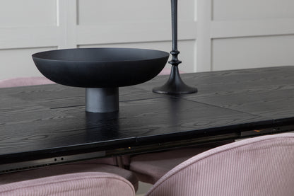 Rektangulært spisebord 180 x 85 Sort + Spisebordsstol 2-pak Dusty Pink