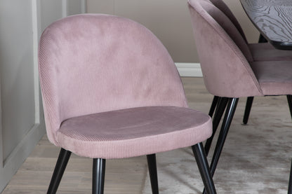 Rektangulært spisebord 180 x 85 Sort + Spisebordsstol 2-pak Dusty Pink