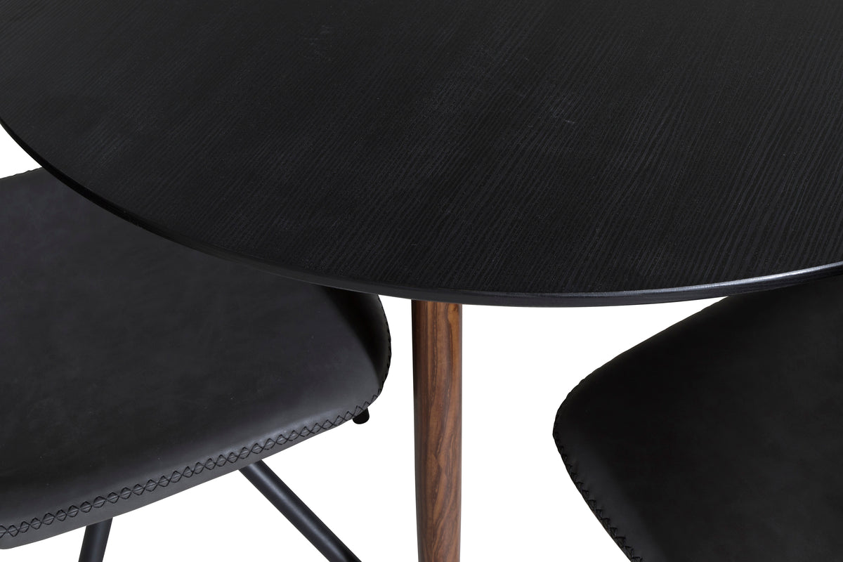 Rundt spisebord 100 Sort + Spisebordsstol 2-pak Sort