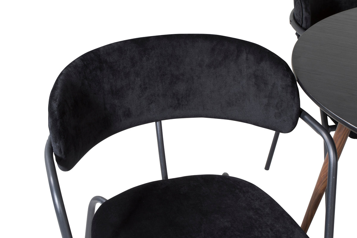 Spisebordsstol 2-pak Sort + Rundt spisebord 100 Sort