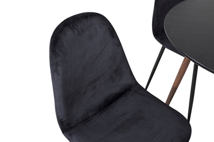 Rundt spisebord 100 Sort + Spisebordsstol 2-pak Sort