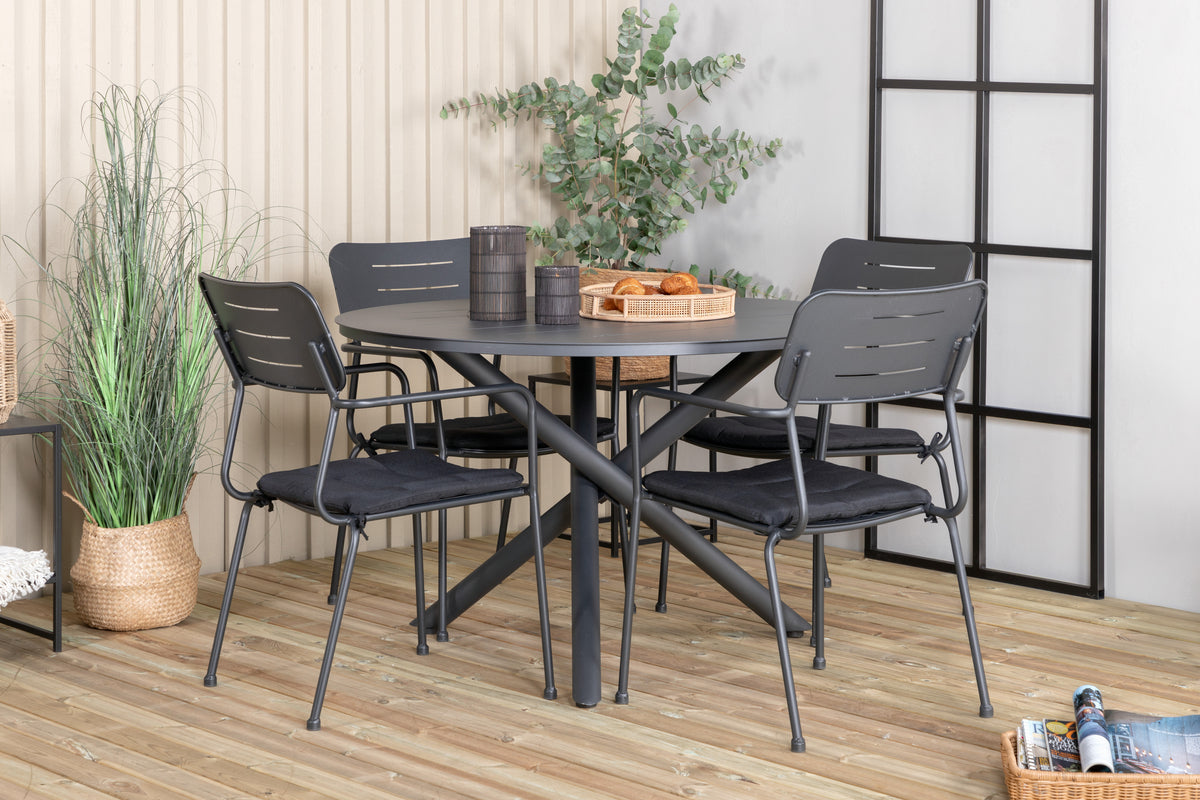 Nicke & Alma Spisestole Svart + Spisebord ⌀120