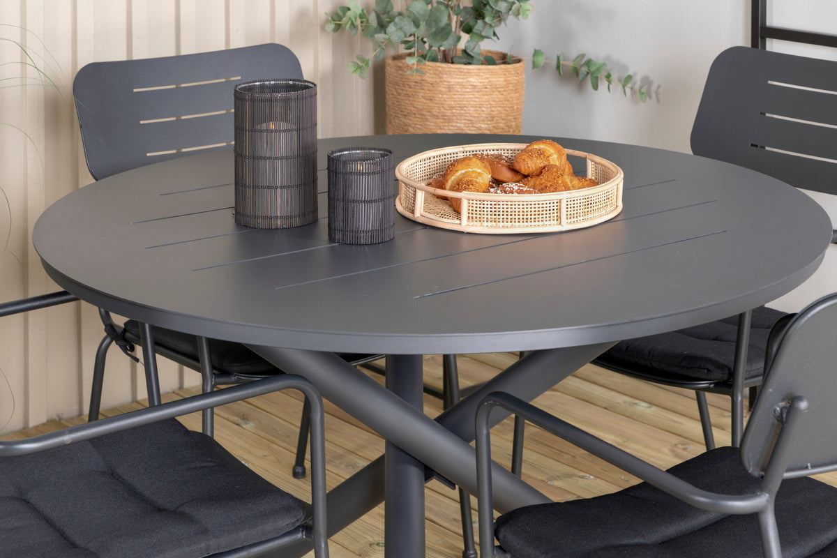 Nicke & Alma Spisestole Svart + Spisebord ⌀120