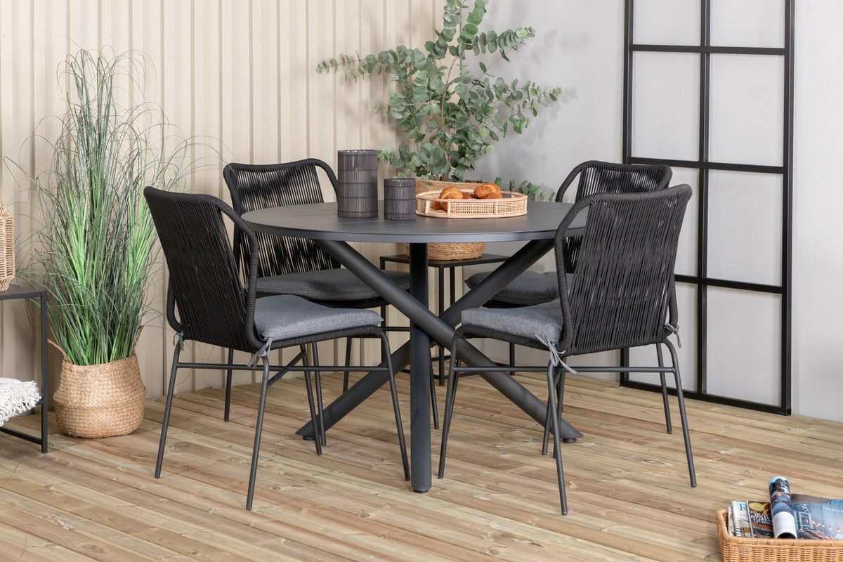 Alma & Julian Spisebord ⌀120 + Spisestole Svart