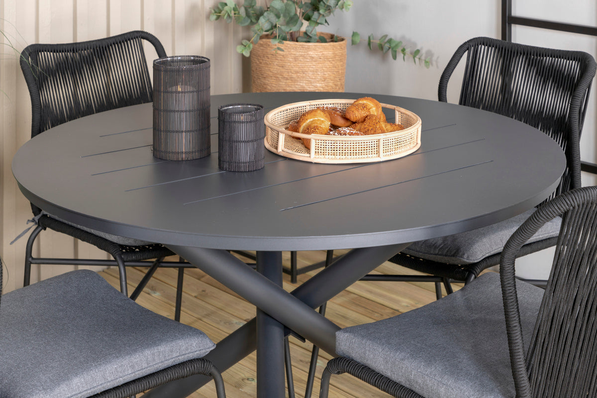 Alma & Julian Spisebord ⌀120 + Spisestole Svart