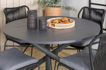 Alma & Julian Spisebord ⌀120 + Spisestole Svart