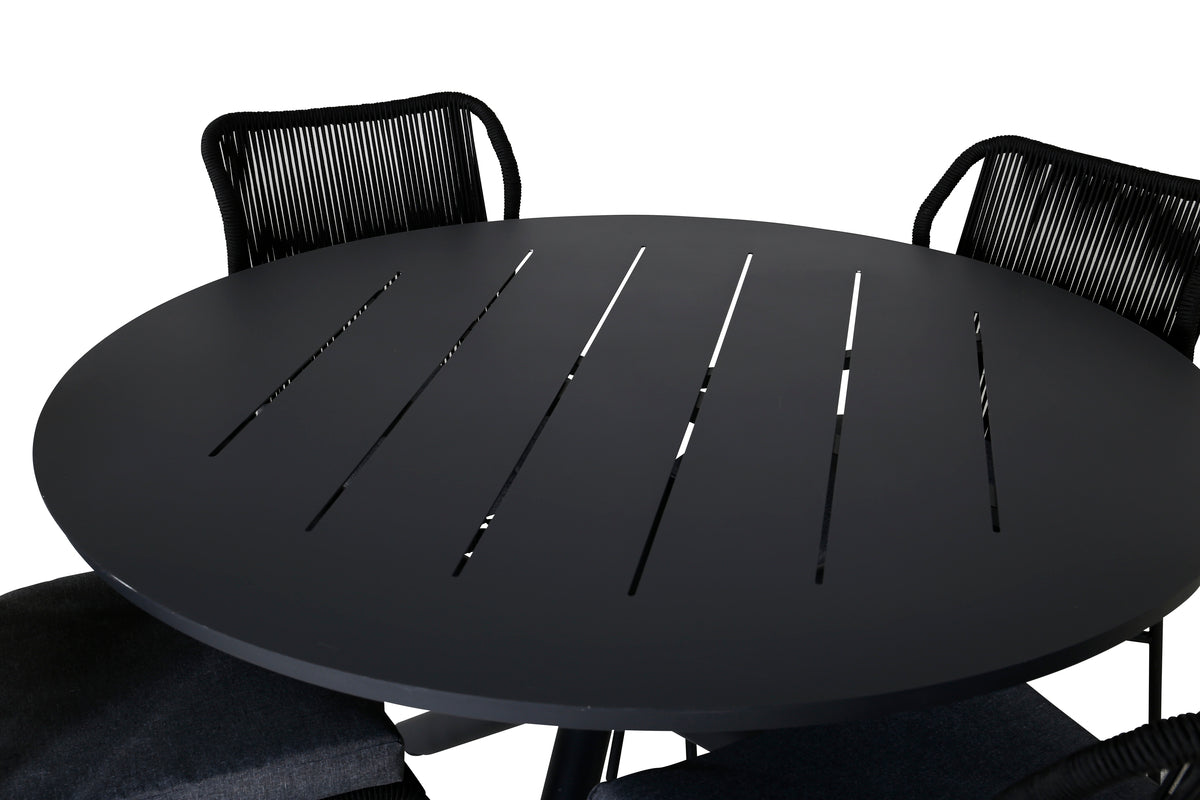 Alma & Julian Spisebord ⌀120 + Spisestole Svart