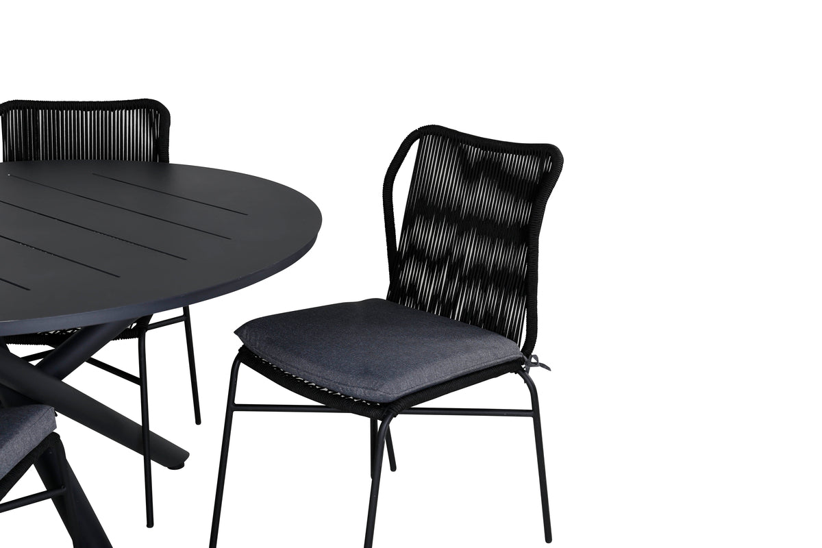 Alma & Julian Spisebord ⌀120 + Spisestole Svart