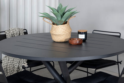 Alma & Lina Spisebord ⌀120 + Spisestole Sort