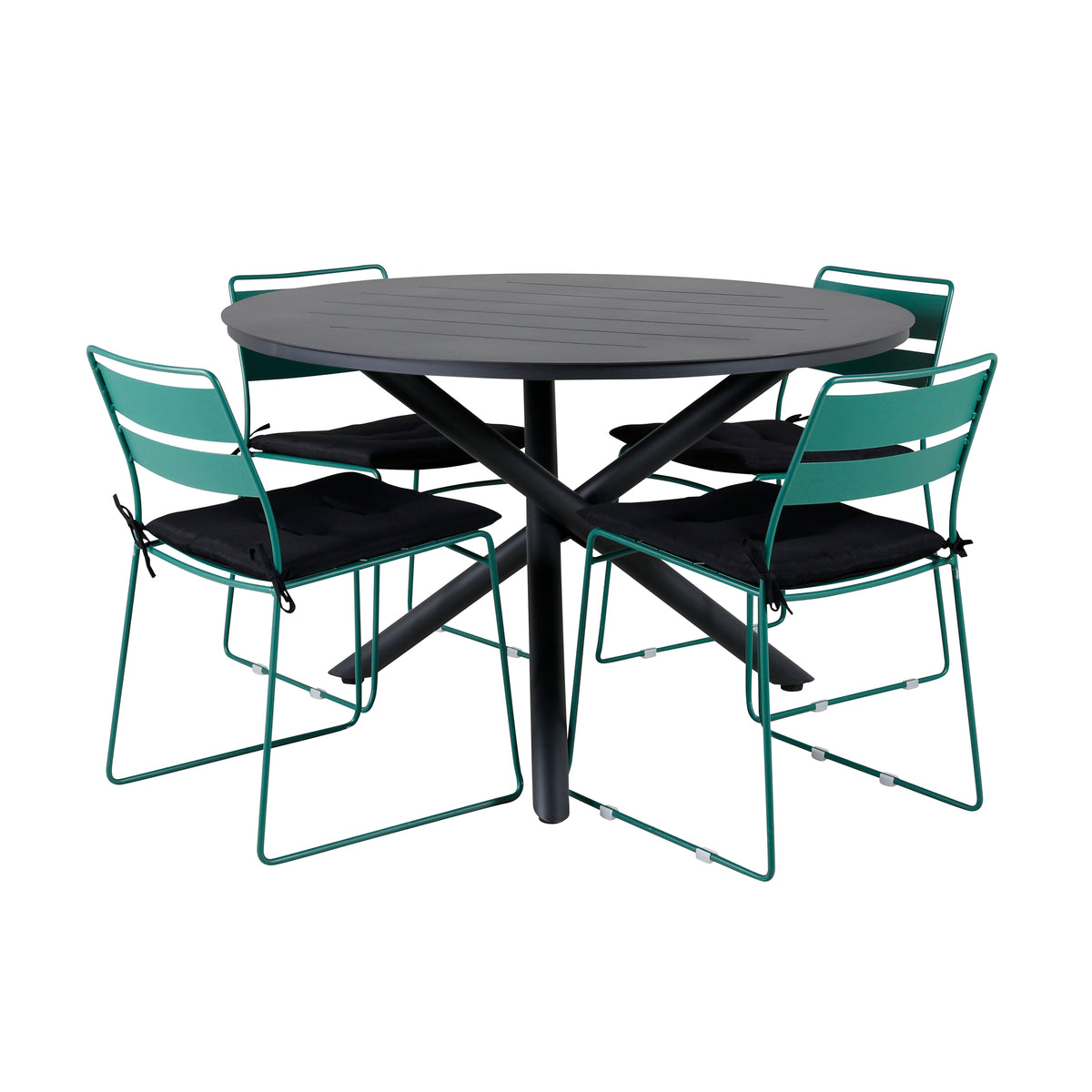 Alma & Lina Spisebord ⌀120 + Spisestole Grøn