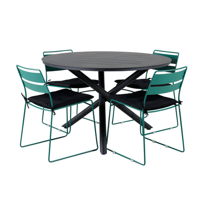 Alma & Lina Spisebord ⌀120 + Spisestole Grøn