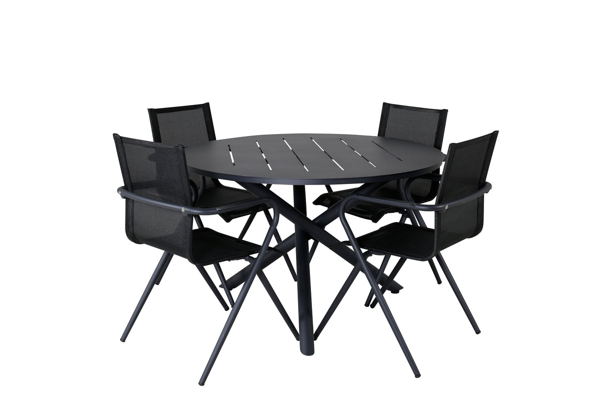 Alma & Alina Runde Spisebord ø120 Sort + Spisestole 2-pak Sort