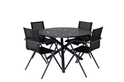 Alma & Alina Runde Spisebord ø120 Sort + Spisestole 2-pak Sort
