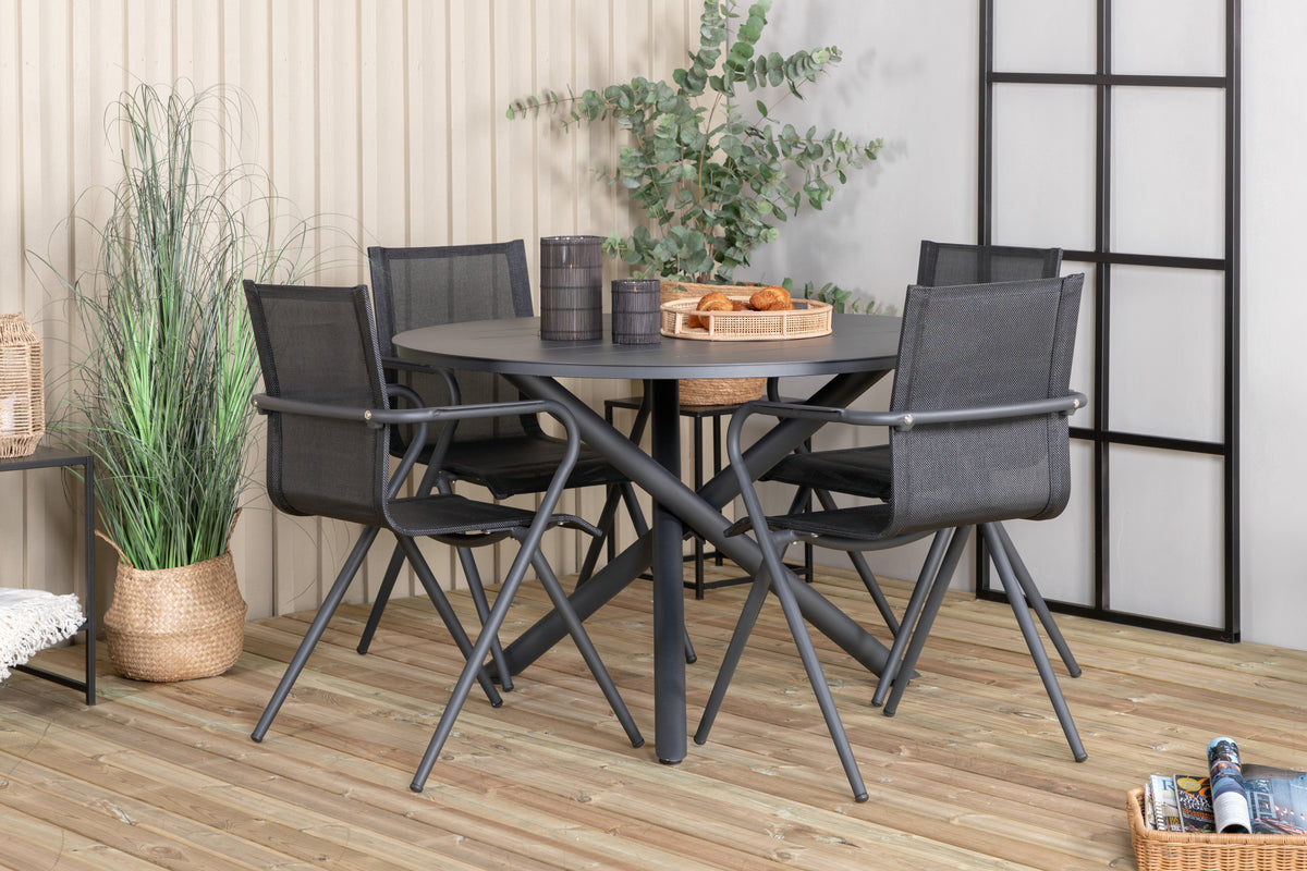 Alma & Alina Runde Spisebord ø120 Sort + Spisestole 2-pak Sort
