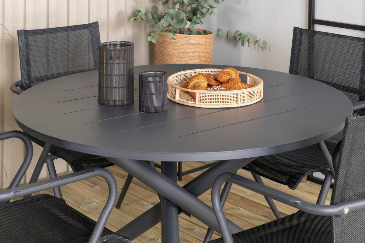 Alma & Alina Runde Spisebord ø120 Sort + Spisestole 2-pak Sort
