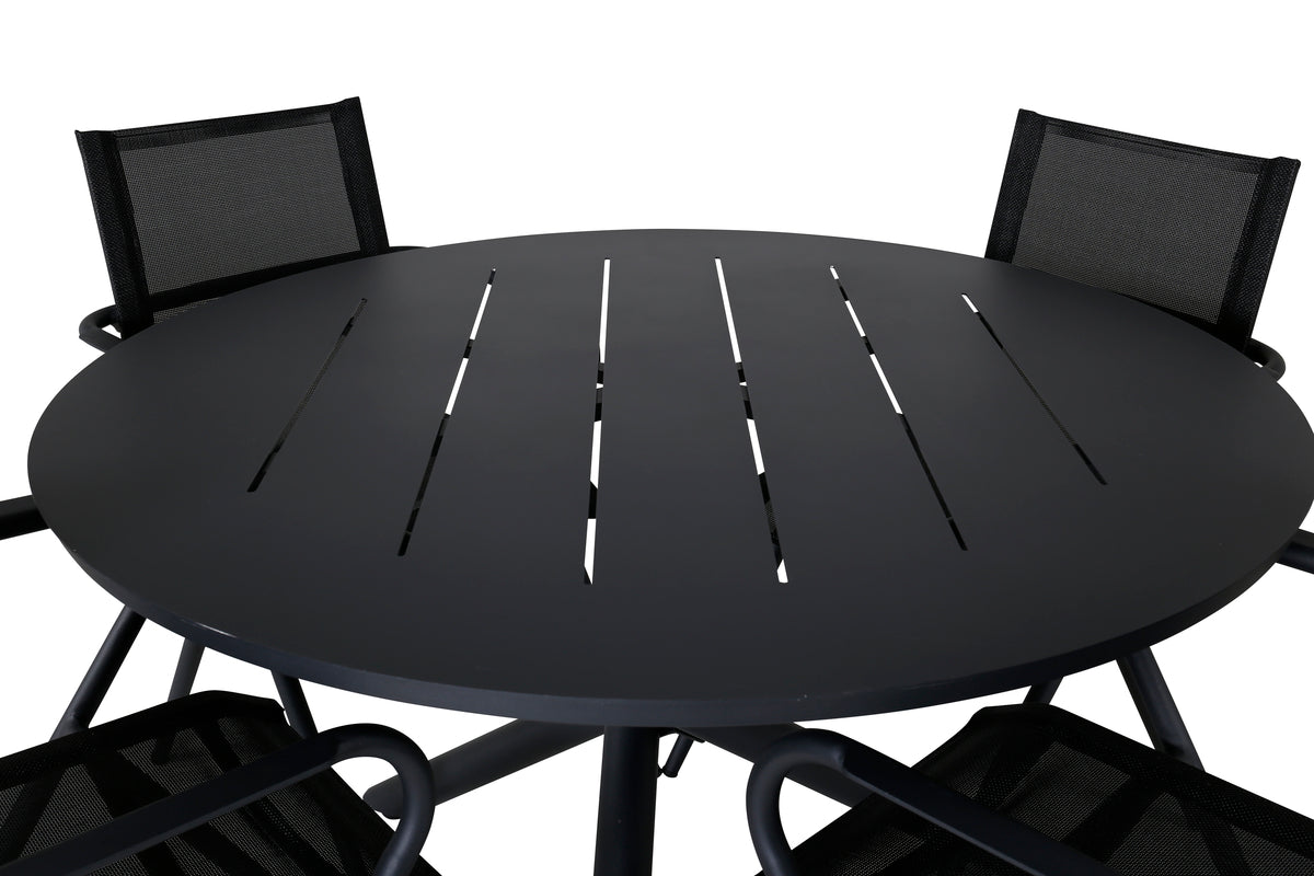 Alma & Alina Runde Spisebord ø120 Sort + Spisestole 2-pak Sort