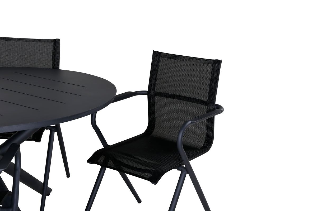 Alma & Alina Runde Spisebord ø120 Sort + Spisestole 2-pak Sort