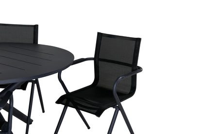 Alma & Alina Runde Spisebord ø120 Sort + Spisestole 2-pak Sort