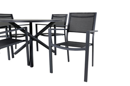 Alma & Copacabana Spisebord ⌀120 + Spisestole Sort