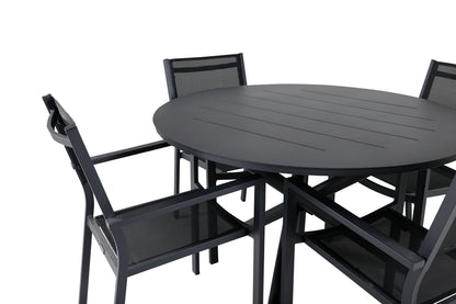 Alma & Copacabana Spisebord ⌀120 + Spisestole Sort