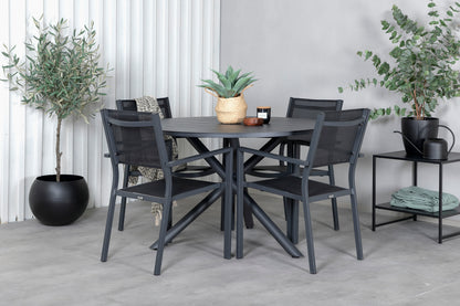 Alma & Copacabana Spisebord ⌀120 + Spisestole Sort