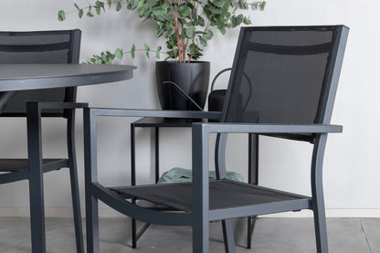 Alma & Copacabana Spisebord ⌀120 + Spisestole Sort